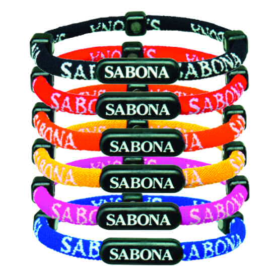 SABONA OF LONDON specially designed for athletes stretch Fabric Athletic Wristband series combines a minus ion material mix with 5 samarium-cobalt magnets of 1200 gauss each