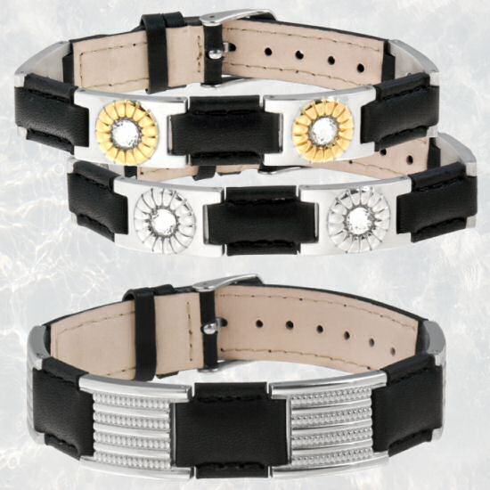 SABONA OF LONDON speziell für Lederfans konzipiert sportlich elegante oil-tanned Leder Magnetarmbänder für Damen und Herren mit jeweils 4 Samarium Kobalt Magneten à je 1200 Gauss in Edelstahl Akzente inseitig eingelassen