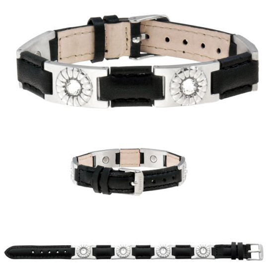 261 Leather Gem Stainless Magnetic Bracelet Leder-Magnetarmband, sportlich elegantes oil-tanned Leder-Magnetarmband mit schimmernden Silberton Akzenten Kombination mit klaren Kristallen passt zu jedem Outfit. sportlich-elegante Kreation kann bei jeder Gelegenheit getragen werden ein must-have mit positiven Effekten. Ledermagentarmband exklusivem Design sportlicher Eleganz, Geheimnis der Kraft der Magnete