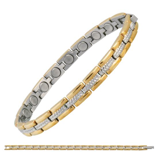 330 Executive Regal Duet SABONA OF LONDON Magnetic Bracelet,  remarkable partial 18K gold plated stainless steel magnetic bracelet combines individuality and style in a sophisticated design with high wearing comfort. The inconspicuous appearance with efficacy and its timeless elegance is a fantastic addition to any outfit, casual or formal, men and women.