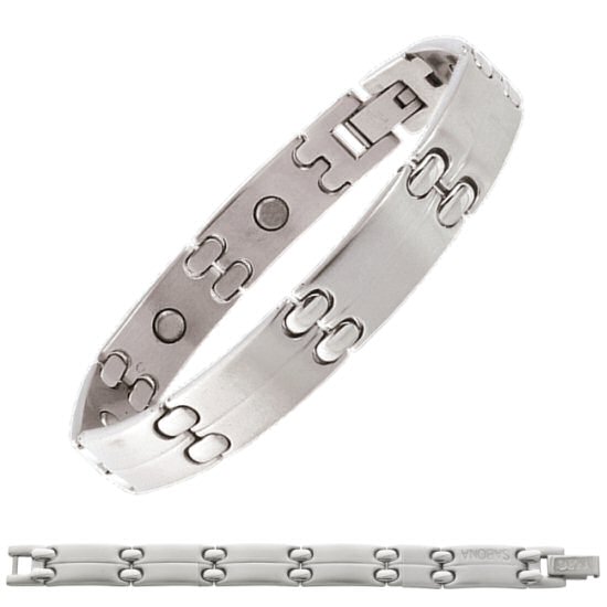 Magnetic Jewelry 338 Executive Sport Silber SABONA OF LONDON Magnetic Bracelet, timeless sporty classic SABONA OF LONDON magnetic bracelet high wearing comfort suitable any outfit, captivates harmonious combination matte shimmering stainless steel and polished links