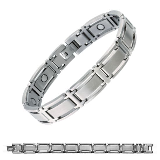 347 Executive Symmetry Silver Magnetic Bracelet, masculine link magnet bracelet with a geometric clear design, functionality and wearing comfort. This SABONA OF LONDON magnetic bracelet made of high-quality brushed stainless steel and polished links impresses with a distinctive finish. The extravagant combination adds a finishing touch of simple elegance to any outfit