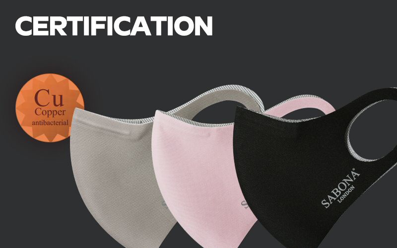 SABONA OF LONDON Mund & Nasen Schutz Maske mit 8% Kupfer wiederverwendbare und waschbare Masken äusserst bequem, Maske eingenähter Nasenbügel für Brillenträger geeignet, registriert FDA