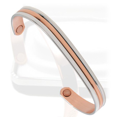 Classic Sabona of Londen Kupferarmband mit partiell Silber plattierter und polierter Oberflächenveredlung sowie zwei 1700 Gauss starken Samarium Cobalt Magneten